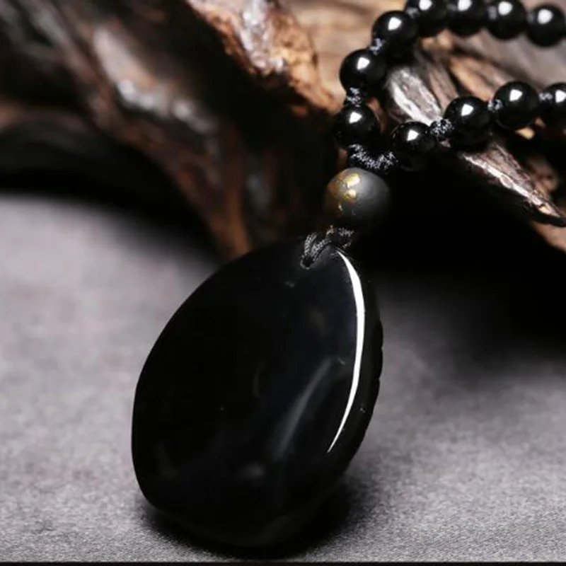 

Natural Black Obsidian Two foxes Pendants Jewelry Fine Jewelry Lucky Auspicious Marriage Amulet Pendant Jewelry