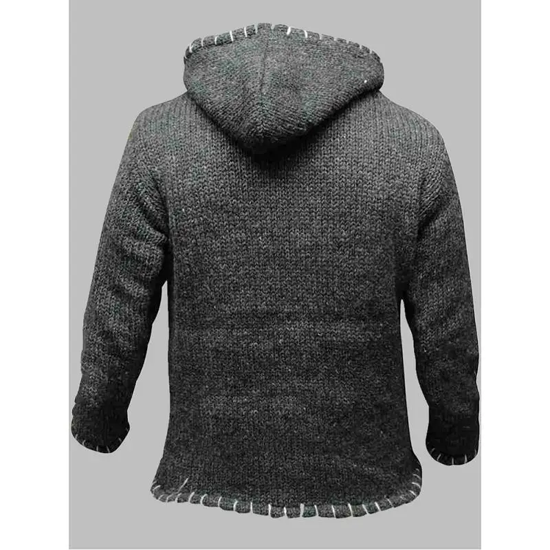

Sweater Men 2020 Winter New High - Quality Men Pieced Together Cap Knit Sweater Slim Retro Thick Long - Sleeved Men Sweater
