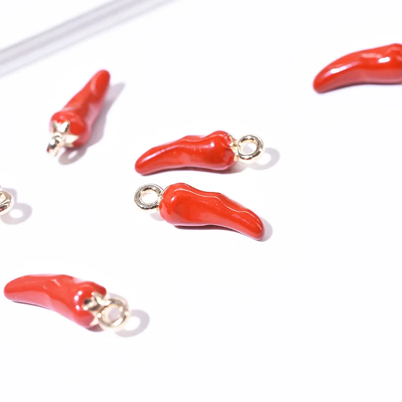 Эмалированные Подвески в виде золотого перца чили 5 х17 мм|Шармы| |