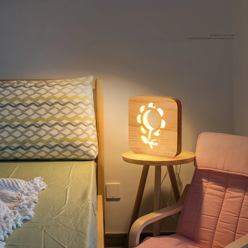 

Wooden Dog Paw Cat Animal Night Light French Bulldog Luminaria 3D Lamp USB Powered Desk Lights For Baby Christmas New Year Gift