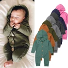 Комбинезон с капюшоном для детей 0-24 месяцев, комбинезон для младенцев мальчиков девочек, хлопок, однотонный