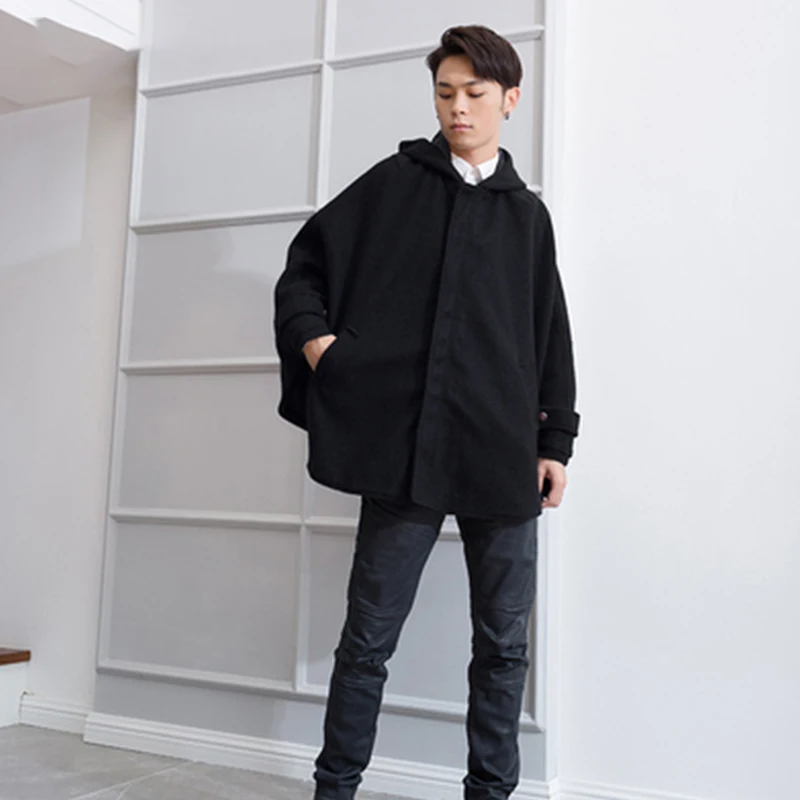 Мужская короткая шерстяная куртка с капюшоном в британском стиле M-4XL 2019 плащ