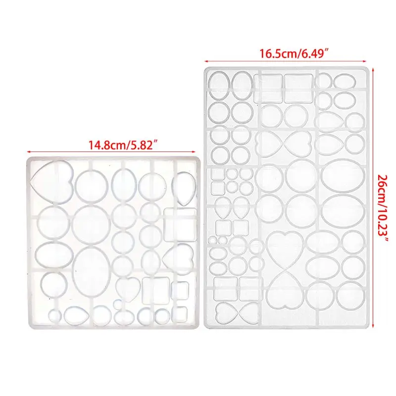 

Gem Jewelry Silicone Mold Oval Teardrop Square Heart Round Shapes, for Polymer