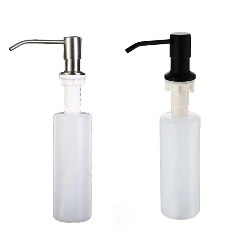 

T8NA 10.14 OZ Kitchen Soap Dispenser 304 Stainless Steel Built in Liquid Soap Detergent Dispenser Bottle Silver Black