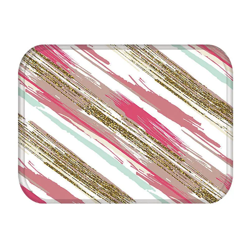 С изображением розовых перьев для кухонной и входной двери коврик из бархата