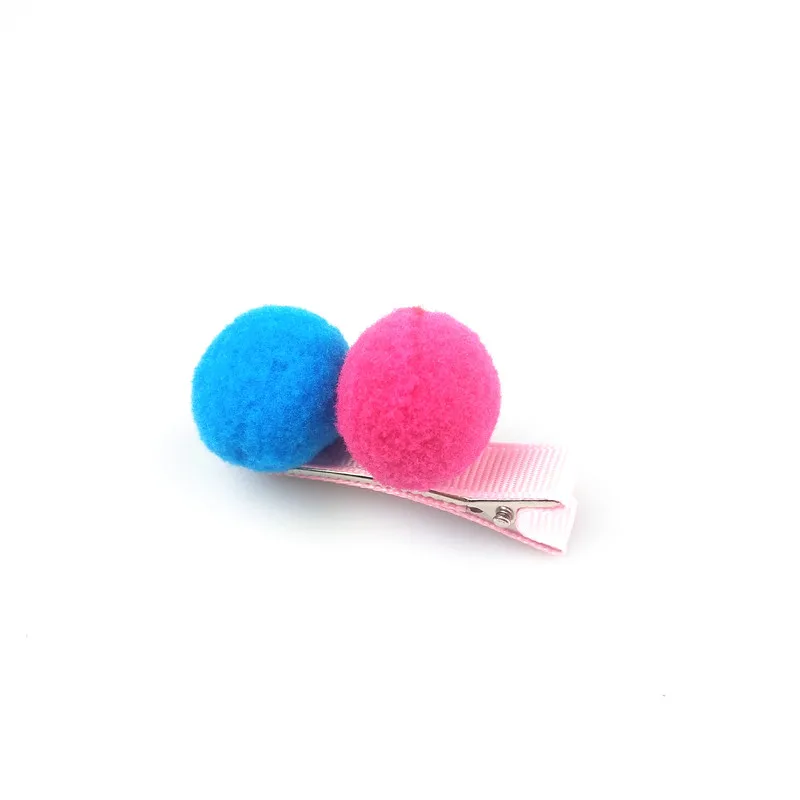 1pcs 5cm Hairpins Snap Hair Clips for Children Girls Hair Accessories Baby Cute Hair Clip Pins Gauze ball Color Metal Barrette - Цвет: C4 Blue red