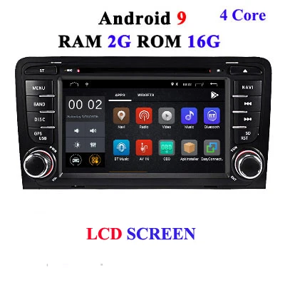 2G 16G LCD 8 CORE 4G 64G 2 Din Android 9 автомобильный dvd мультимедийный плеер gps аудио для Audi/A3/S3 2002-2013 автомобильный Радио руль obd2 DSP DVR - Цвет: 2G 16G LCD