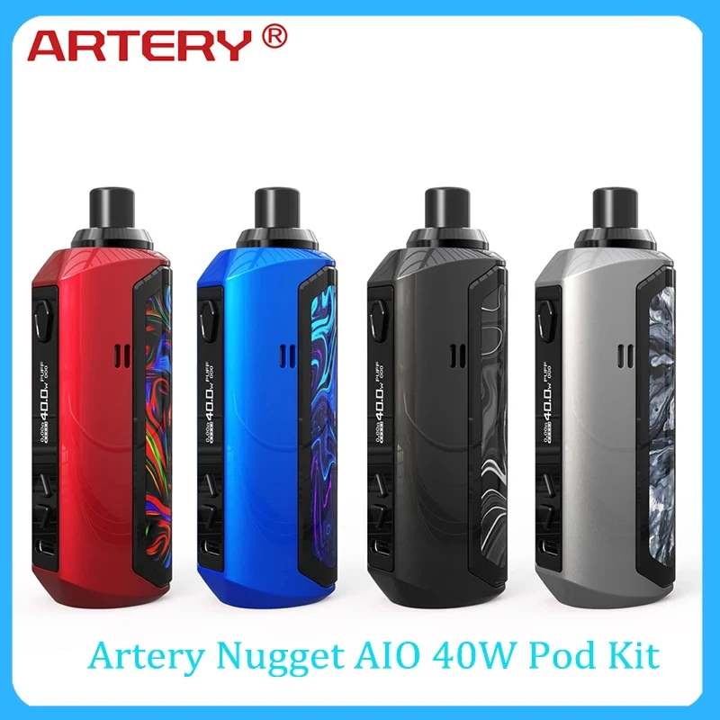 Горячая артерия Nugget AIO 40W Pod Kit 1500mAh Встроенный аккумулятор и сменный картридж 2mll vs