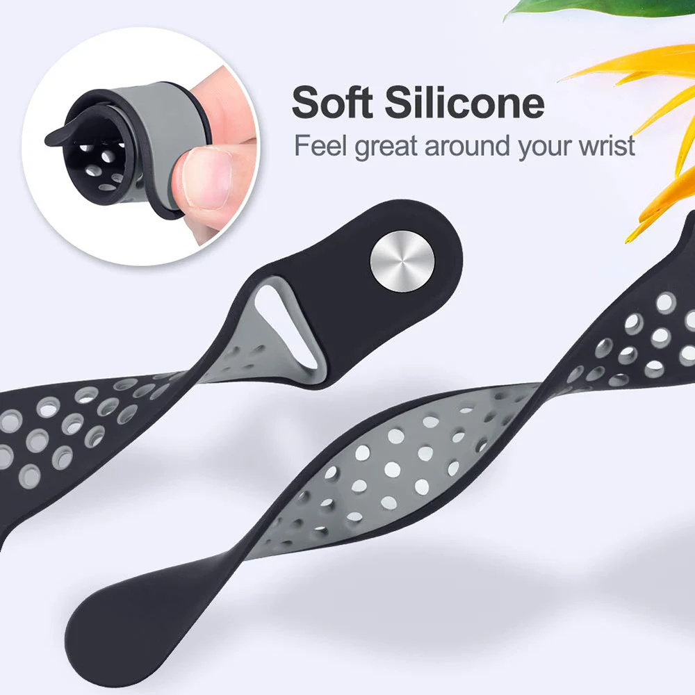 Новый дышащий силиконовый спортивный ремешок для Apple Watch 5 4 44 мм 40 резиновый iwatch 3 2