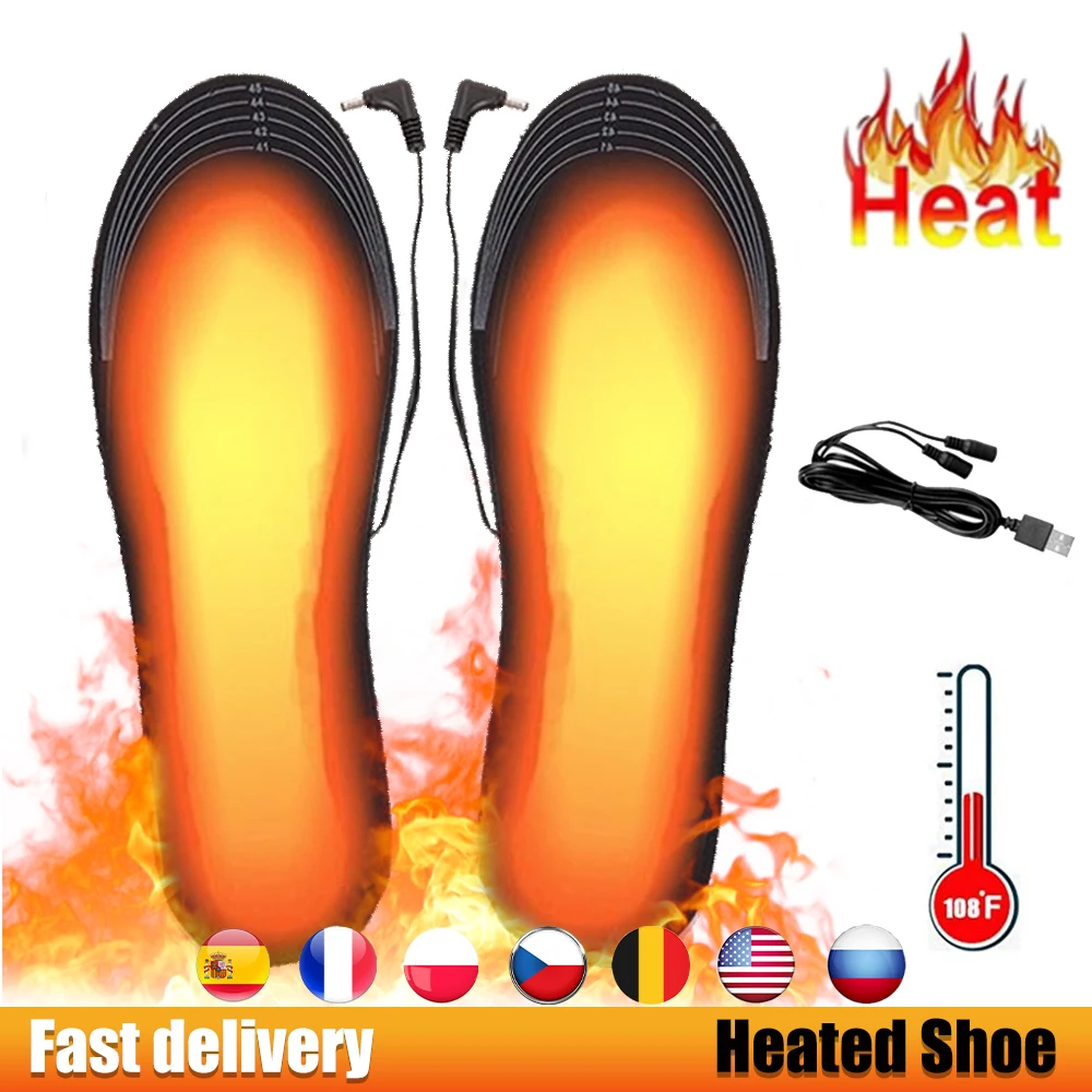 

USB Heated Shoe Insoles Feet Warm Chargeable Washable Electrically Heating Winter Thermal Feet Warm Sock Pad Insoles Unisex