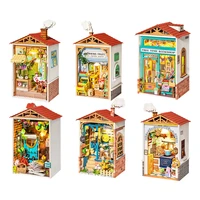 wooden dollhouse miniature with furniture lights plants ornaments educational toy for children