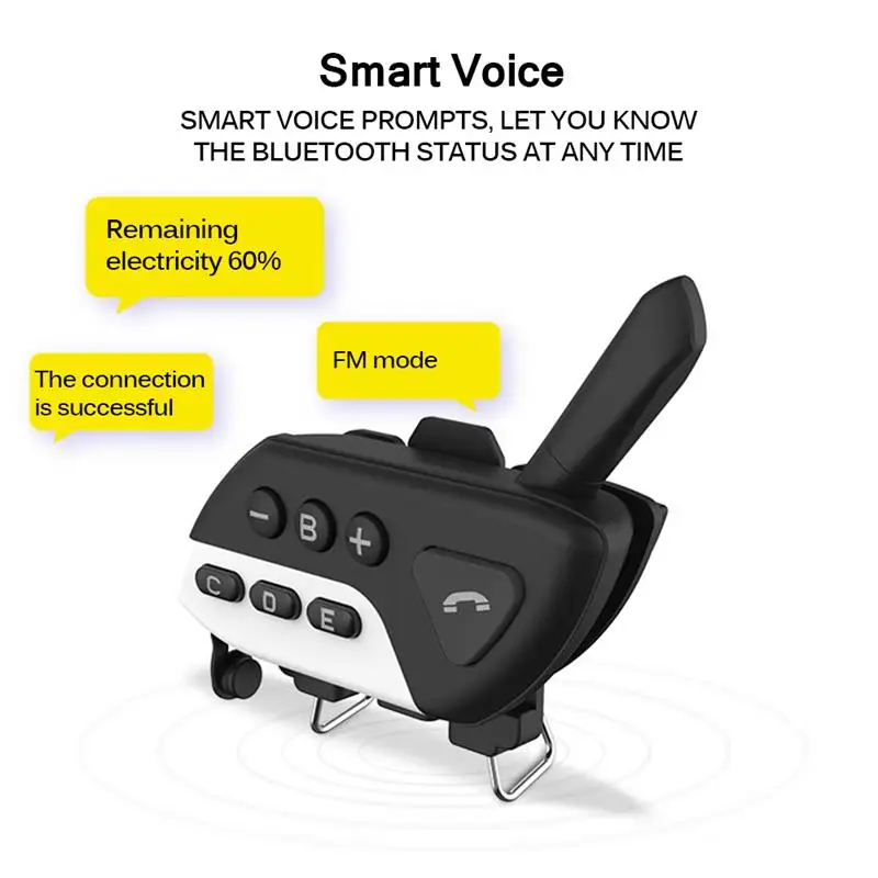 

Onever Bluetooth 5.0 Motorcycle Interphone Noise Reduction 3D Music Effect FM Motorcycle Helmet Headset Motorcycle Intercom Set