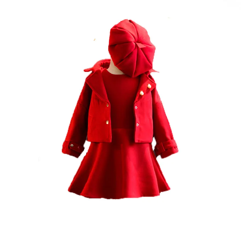 Комплект одежды для девочек из 3 предметов красный спортивный костюм с капюшоном