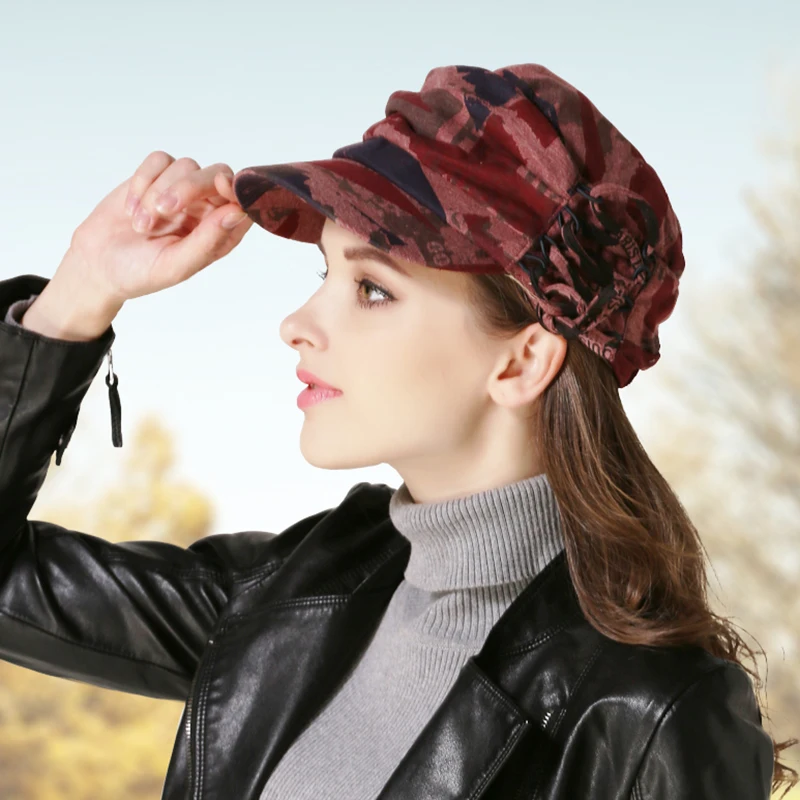 Модная хлопковая шапка женская вязаная зимняя новая теплая с принтом для пары |