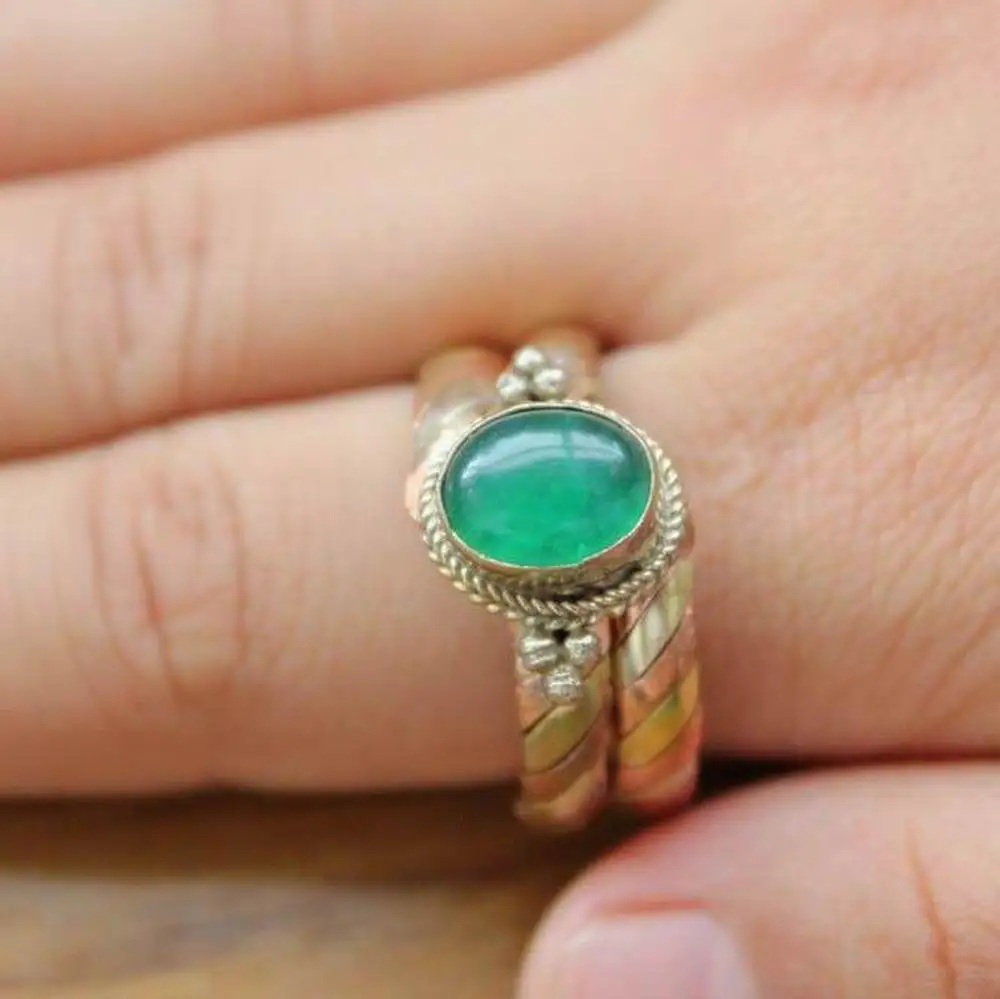 RG245 ручной работы Непал 3 металлическая медь черный оникс женское кольцо для