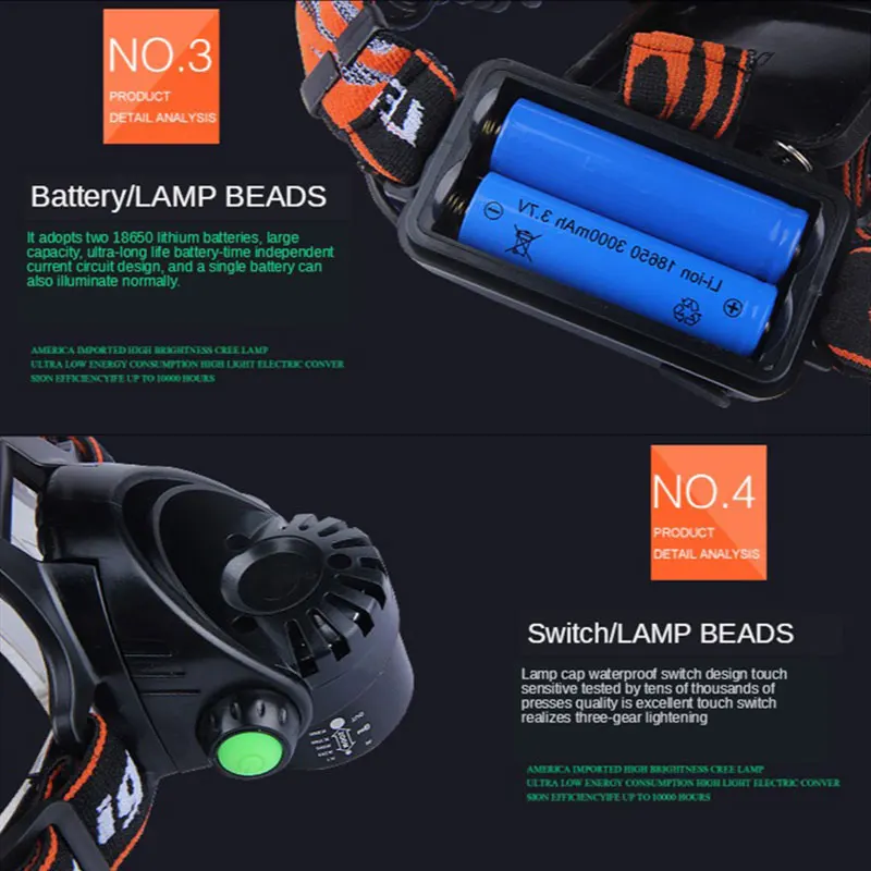 ZHIYU светодиодный фонарь 18650 T6 стробоскоп светильник Baterias Recargables liio DC