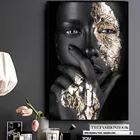 Черный золотой Африканский Женский портрет, холст, живопись, сексуальная модель, красота, искусство, портрет, фотография, постер, исследование, декор для спальни, фотографии