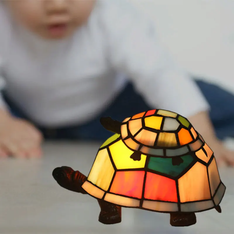 

Tiffany Retro Table Lamp for Bedroom Nordic Mediterranean Mother and Child Turtle Night Lamp LED Baby Kids Bedroom Bedside Lamp