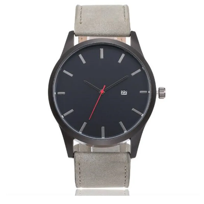 Мужские модные спортивные часы кожаный чехол из нержавеющей стали кварцевые