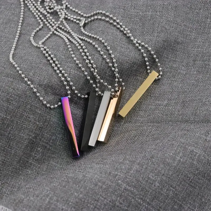 2019 Punk Hip Hop Black Silver Rose Gold Custom Square Long Stainless Steel Pendant Chain Necklace For Women Men Jewelry Gift | Украшения и