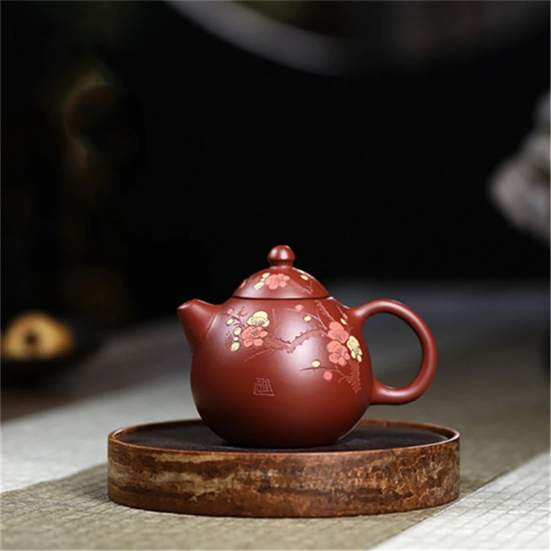 

Набор для чая Yixing из фиолетовой глины, изысканная ручная роспись, сырая руда, Dahongpao, цветок сливы, яйцо дракона, домашний заварник, китайский ...