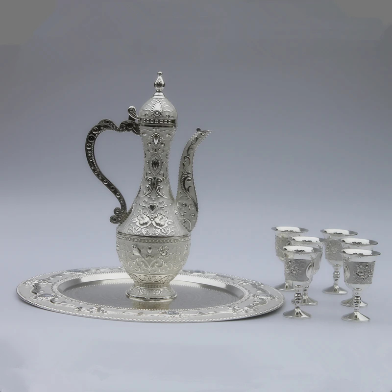 

Тарелка 12 дюймов, винный набор серебристого цвета/чайный набор из цинкового сплава для украшения комнаты