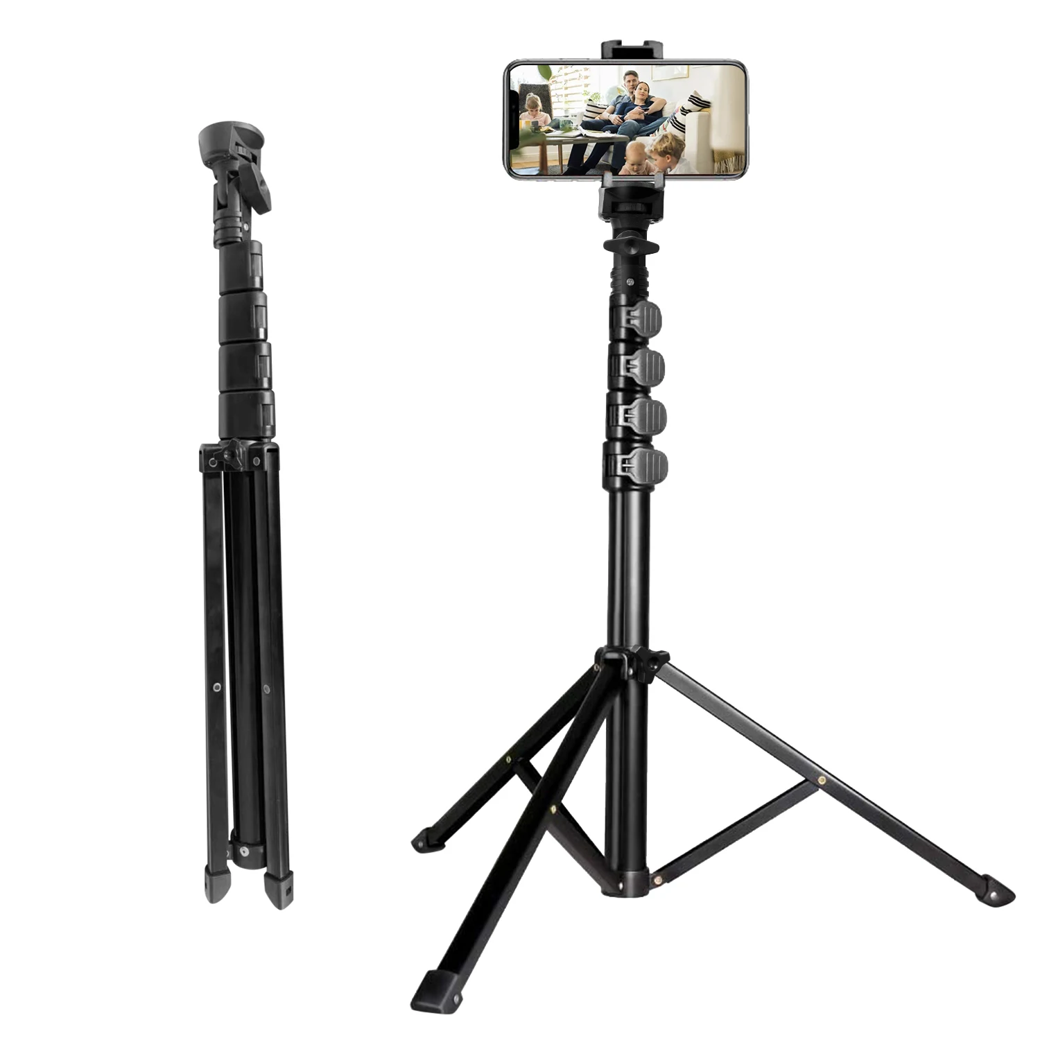Tripod Stand & Selfie Stick Tripod,Cellphone Tripod with Bluetooth Remote and Phone Holder, Compatible with All Phones/Cameras