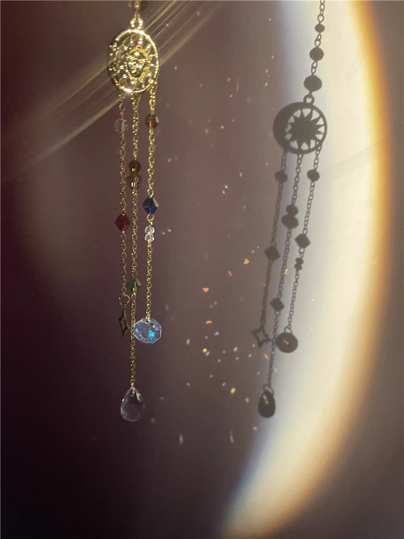 

Crystal Sun and Moon Six-pointed Star,Sun-catcher Rainbow Maker Suncatcher with Crystal Prism Window Hanging Decor Party Gifts
