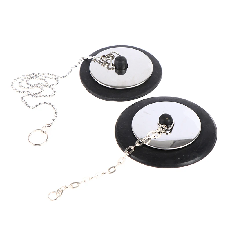 

1PC Stainless Steel Rubber Choke Bathtub Drain Stopper With Chain Bath Plug Drain Tub Stopper For Home Hotel Bathroom Bathtub