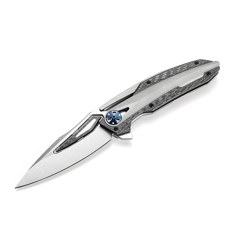 Складной нож для улицы ZT0999 M390 лезвие TC4 Титан + ручка CF дамасский KVT