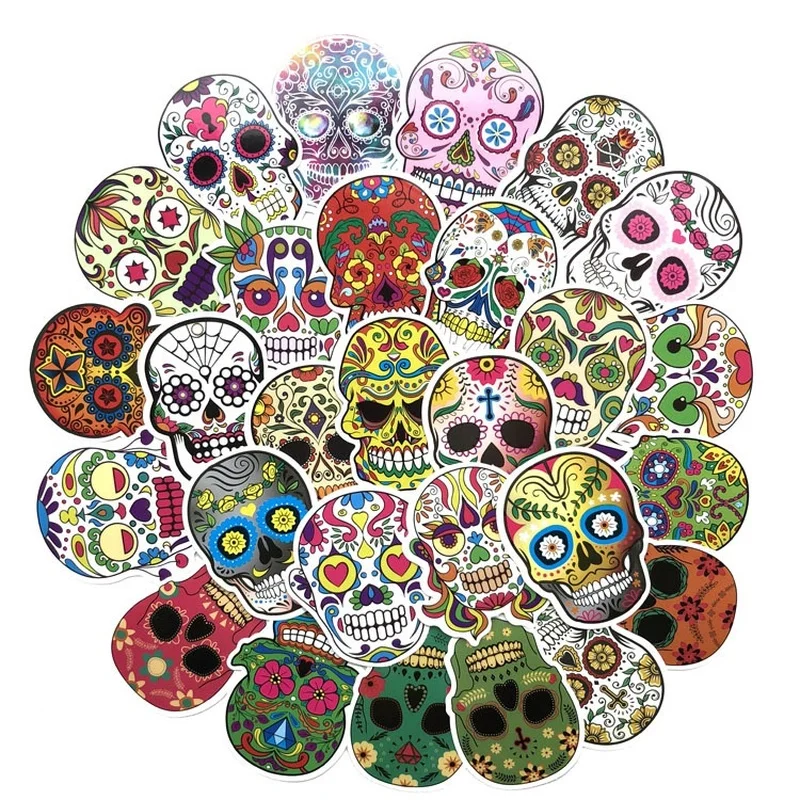 

10 Sets=600PCS Ghost Face Skull Sticker Trolley Computer Guitar Sticker
