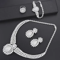 larrauri 4pcs necklace earrings bangle rings for women jewelry sets cubic zirconia statement dubai bride wedding accessories