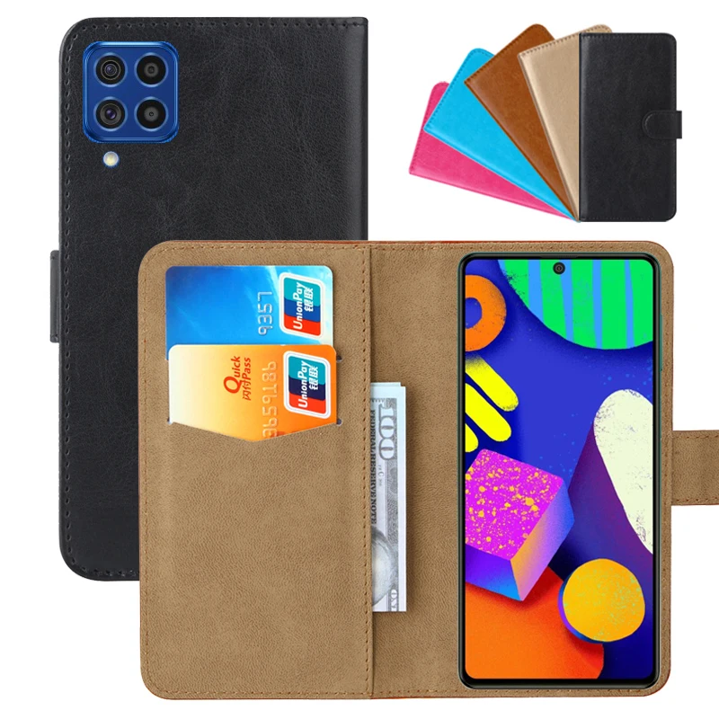 

Luxury Wallet Case For Samsung Galaxy F62 PU Leather Retro Flip Cover Magnetic Fashion Cases Strap