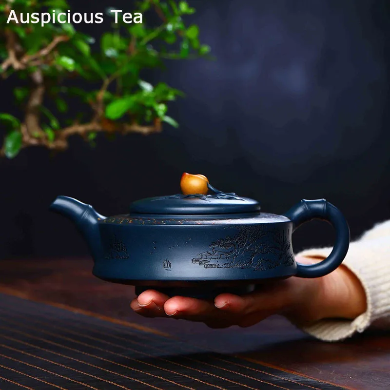 

350ml Yixing Tianqing Clay Xiantao Purple Clay Pot Handmade Household Puer Kung Fu Teaset Tea Ceremony Drinkware Customized Gift