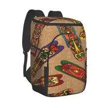 Large Cooler Bag Thermo Lunch Picnic Box Tribal African Mask Ethnic Insulated Backpack Fresh Carrier Thermal Shoulder Bag