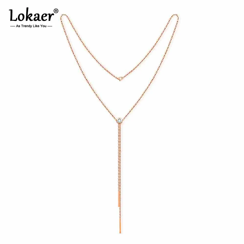 Lokaer модные длинные ожерелья из нержавеющей стали с подвесками ювелирные изделия
