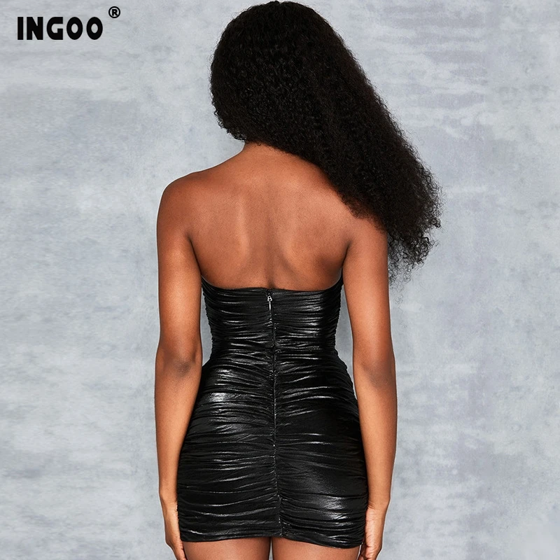 Женское Короткое платье карандаш из ПУ кожи без рукавов|Женские платья| |