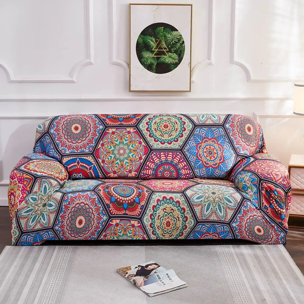 Geometric Colorful Printing Sofa Cover Elastic Slipcovers Anti-dirty Couch Funiture Towel All Wrap | Дом и сад