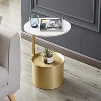 nordic light luxury living room sofa side cabinet round rock board small table minimalist bedroom bedside table coffee table