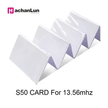 100pcs/Lot 13.56Mhz RFID Card Tag 0.8mm  MF S50 System Thin  Proximity IC Smart CardFor Access Control Time Attendance ISO14443A