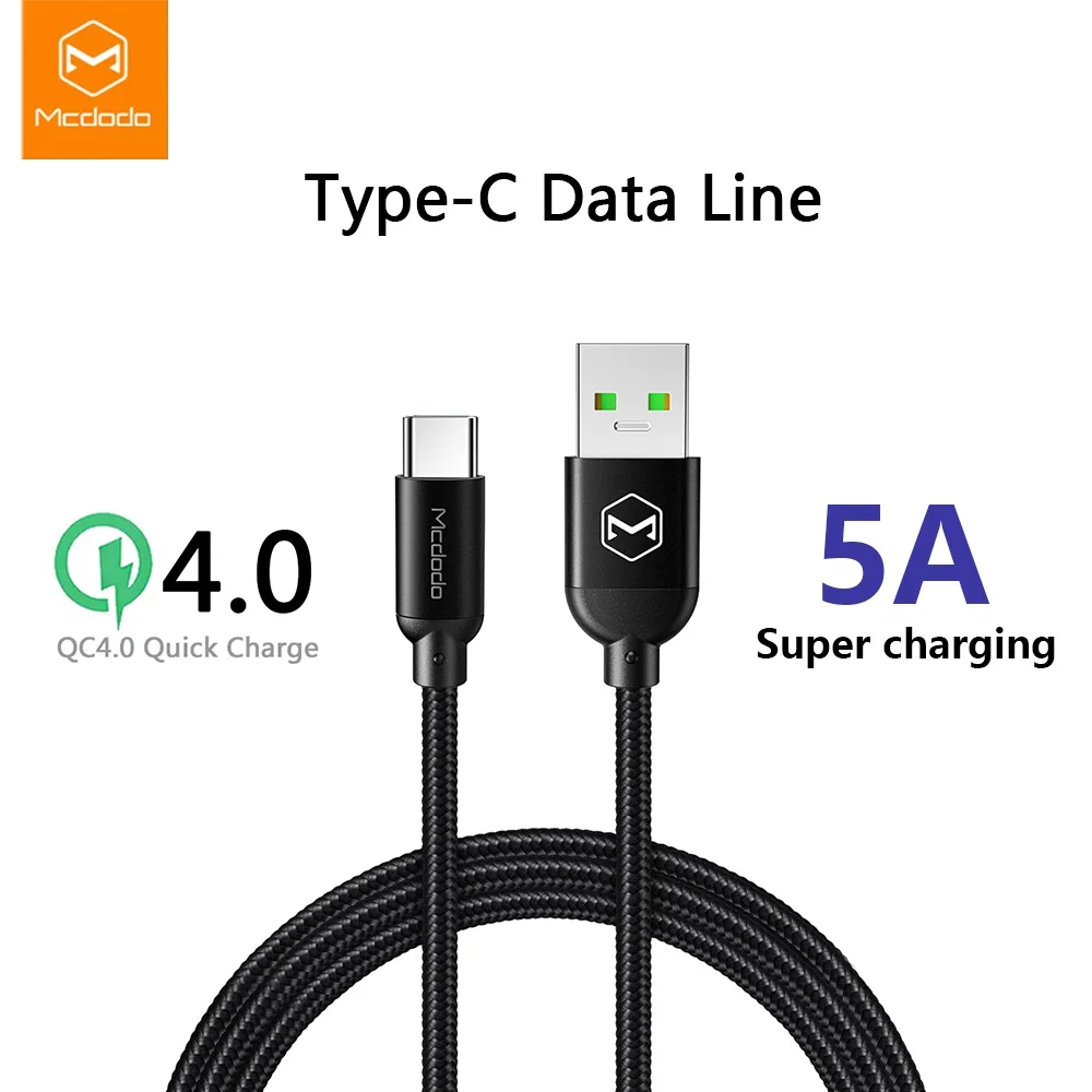 Супербыстрый зарядный кабель Mcdodo USB Type C 5A SCP для Huawei P20 Pro Mate 20 4A Flash Charge VOOC OPPO Find X R17