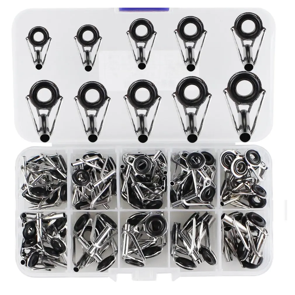 

80 Pcs Guide Ring Set Stainless Steel Ceramic Sea Rod Wire Durable Loop Fishing Gear Guide Ring With Box Accessories