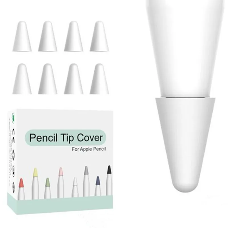 

8 шт., силиконовые наконечники для карандашей Apple Pencil, 1/2 Противоскользящий защитный наконечник для карандаша с шумоподавлением