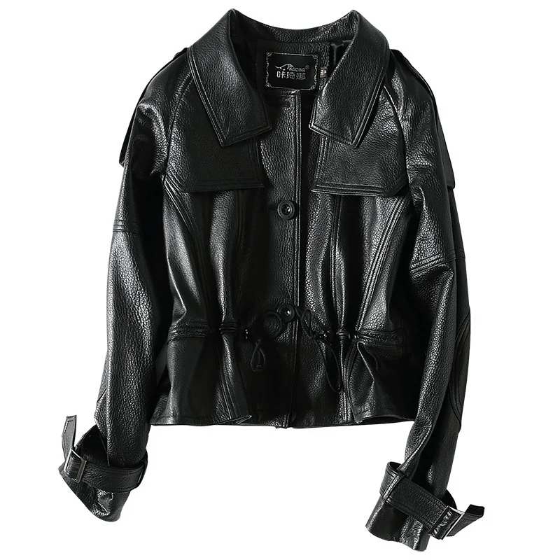 2020 демисезонная куртка из натуральной кожи женское короткое корейское пальто