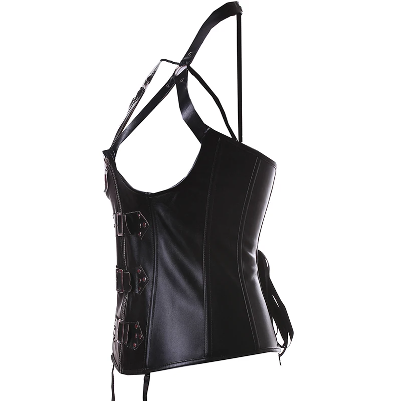 Белье в стиле стимпанк корсет-бюстье Женское из винила кожи под грудью