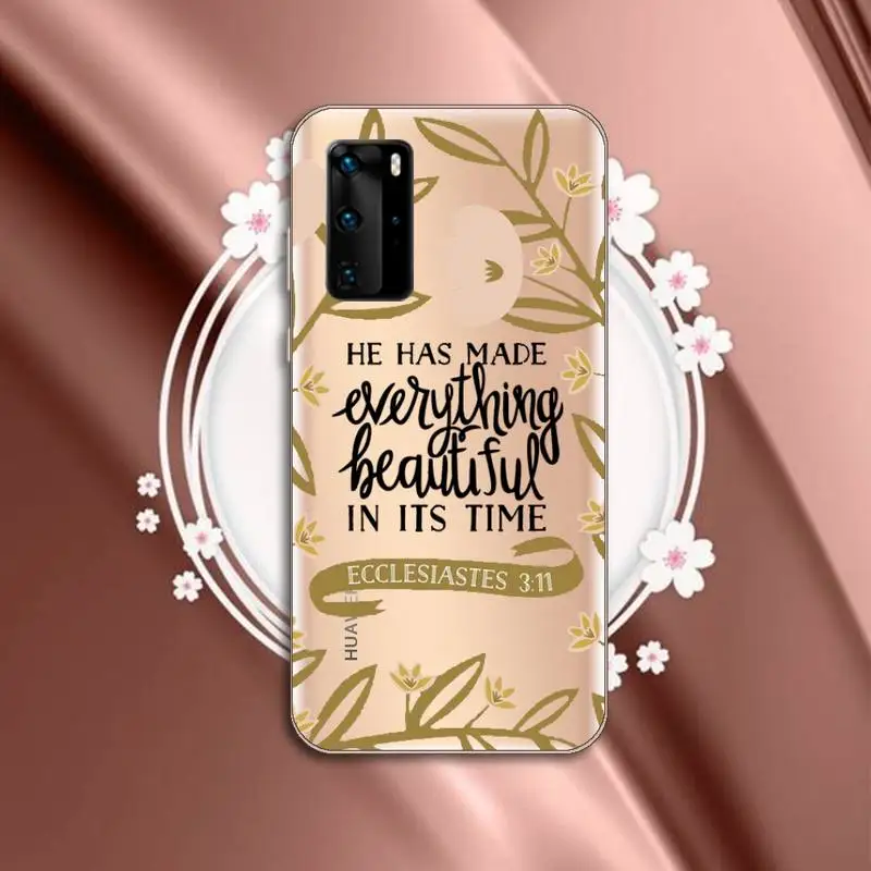 

Jesus Bible Quotes Phone Case Transparent for Huawei P20 P30 P40 honor 8 10i P smart 2019 Samsung A71 A21S S10 20 plus