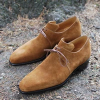 men pointed spring and autumn low heel fashion lace up suede classic casual comfortable formal business derby shoes kg706