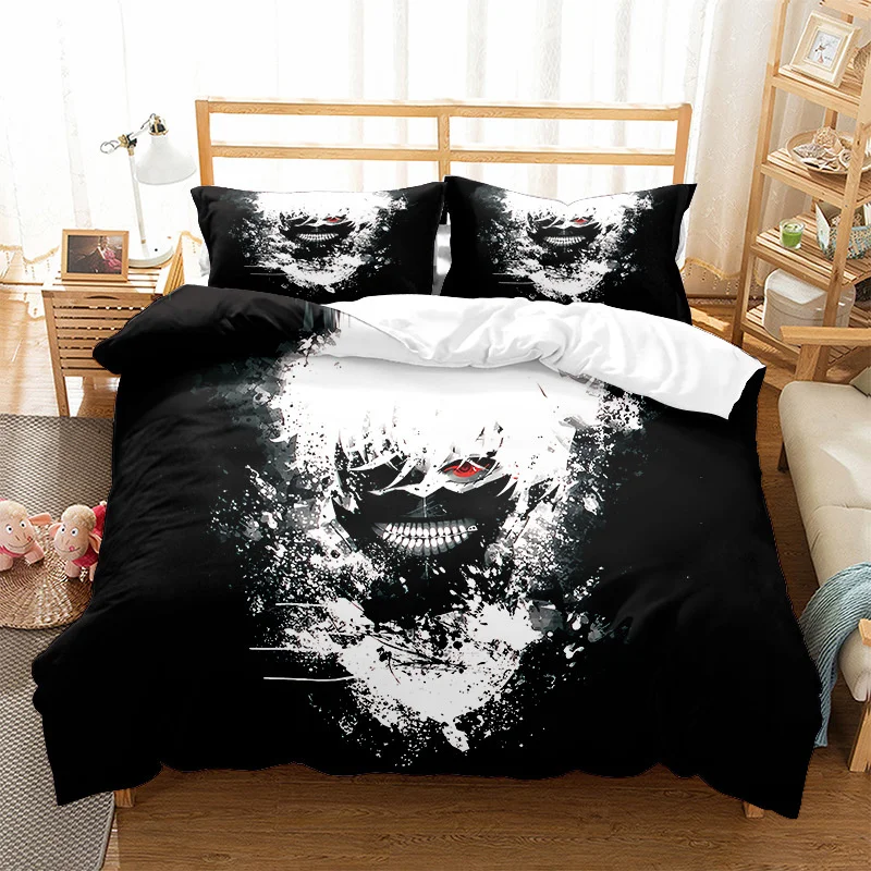 Juego de cama Ninja Uzumaki Uchiha Narutoes, funda de edred&oacute;n, funda de almohada, doble, Queen, King Size, dormitorio para ni&ntilde;os, textiles para el hogar-4