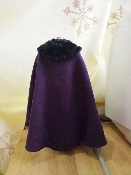 

[Only cape] накидка в масштабе 1:6, пурпурная накидка с черным меховым воротником Для 12-дюймового кукольного тела для мужчин и женщин