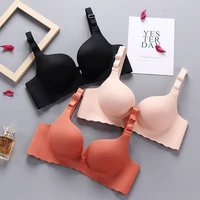 glossy bra 2021 summer new gathered bra strapless non slip girl black small bra underwear wrapped chest